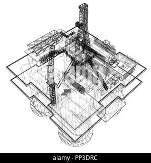 Offshore Oil Rig Bohrinsel Konzept Stock Vektor