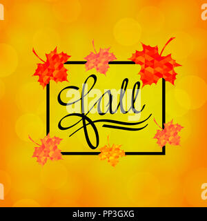 Herbst Kalligraphie. Saisonale fallen Grund Gelb verschwommenen Hintergrund. Stockfoto