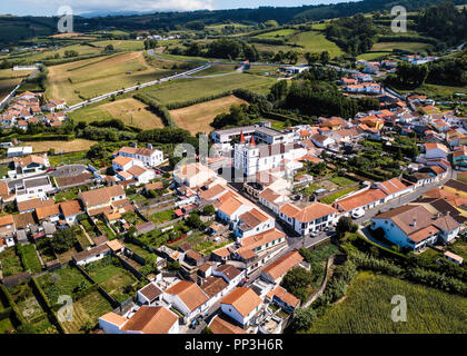 Aus der Vogelperspektive Maia auf San Miguel, Azoren, Portugal. Stockfoto