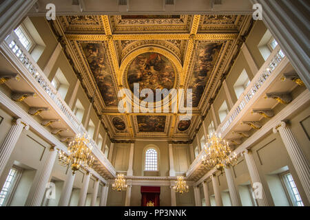 Bankett- Haus Interieur, eine Landmark London Gebäude in Whitehall Stockfoto