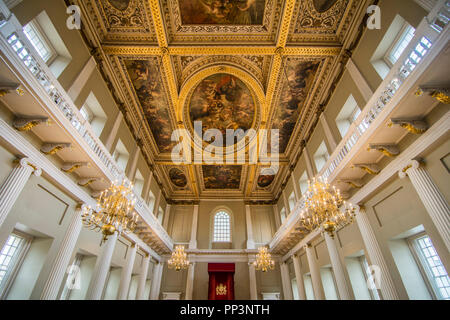 Bankett- Haus Interieur, eine Landmark London Gebäude in Whitehall Stockfoto