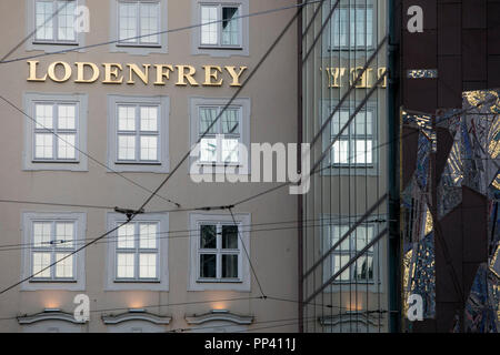 Ein logo Zeichen außerhalb eines die Lodenfrey Department Store in München, Deutschland, am 27. August 2018. Stockfoto