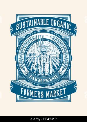 Nachhaltigen biologischen Bauernhof frischen Verpackungsdesign ist ein Vektor Illustration über Qualität Bauernhof Essen Stock Vektor