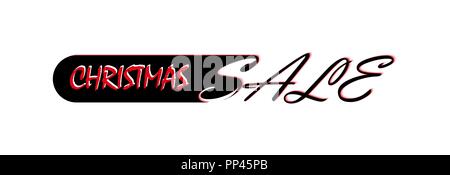 Inschrift Weihnachten Verkauf in Rot und Schwarz mit Schatten Stock Vektor