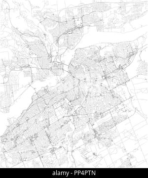 Karte von Ottawa, Satelliten-, schwarzen und weißen Karte. Straße Verzeichnis und Stadtplan. Kanada Stock Vektor