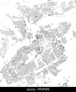 Karte von Ottawa, Satelliten-, schwarzen und weißen Karte. Straße Verzeichnis und Stadtplan. Kanada Stock Vektor