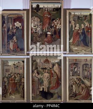 RETABLO DE SAN JUAN BAUTISTA - 1490-1500 - TECNICA MIXTA/TABLA - ESTILO HISPANO - Flamenco. Autor: MAESTRO DE MIRAFLORES. Lage: Museo del Prado - PINTURA. MADRID. Spanien. Stockfoto