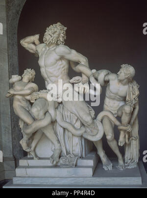 LAOCOONTE Y SUS HIJOS-S ICH AC-ESCULTURA HELENISTICA. Autor: ATANODORO. Lage: MUSEOS VATICANOS - MUSEO PIO CLEMENTINO. VATICANO. Stockfoto