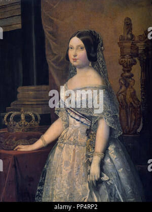 RETRATO de Isabel II - SIGLO XIX - PINTURA ROMANTICA ESPAÑOLA. Thema: MADRAZO, FEDERICO DE. Lage: Museo Naval / MINISTERIO DE MARINA. MADRID. Spanien. Stockfoto