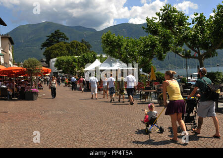 Die Piazza Grande in Locarno auf der Grenze des Lago Maggiore neben Locarno Stadt, wo das Festival stattfindet. Stockfoto