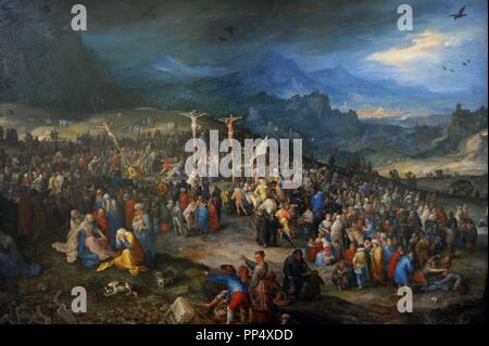 Jan Brueghel dem älteren (1568-1625). Flämischer Maler, Kreuzigung Christi, 1594. Alte Pinakothek. München. Deutschland. Stockfoto