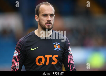 Rugby Park, Kilmarnock, Großbritannien. 23 Sep, 2018. Ladbrokes Premiership Fußball, Kilmarnock gegen Celtic; Torhüter Jamie MacDonald von Kilmarnock Credit: Aktion plus Sport/Alamy leben Nachrichten Stockfoto