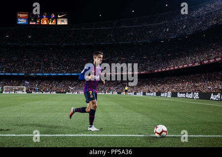 Barcelona, Spanien. 23. September 2018. Während der Liga Spiel zwischen dem FC Barcelona gegen Girona im Camp Nou Stadion in Barcelona, am 23. September 2018, Spanien. 23 Sep, 2018. Quelle: AFP 7/ZUMA Draht/Alamy leben Nachrichten Stockfoto