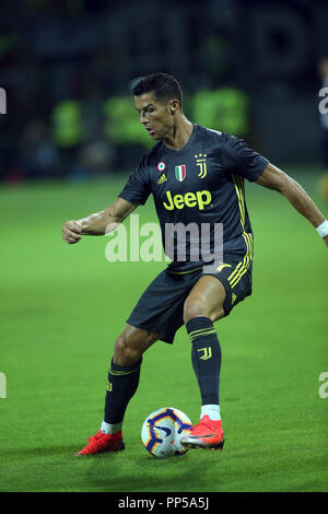 Frosinone, Italien. 23 Sep, 2018. 23.09.2018. Stadio, Matusa Frosinone, Italien. SERIE A: CRISTIANO RONALDO in Aktion während der italienischen Serie A Match zwischen FROSINONE CALCIO v FC Juventus am Stadion in Matusa Frosinone. Credit: Unabhängige Fotoagentur/Alamy leben Nachrichten Stockfoto