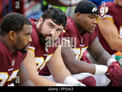 Landover, MD, USA. 23 Sep, 2018. Washington Redskins DT #98 Matt Ioannidis während einer NFL Football Spiel zwischen den Washington Redskins und die Green Bay Packers am FedEx Feld in Landover, Md. Justin Cooper/CSM/Alamy leben Nachrichten Stockfoto