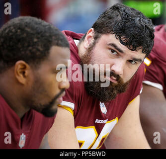 Landover, MD, USA. 23 Sep, 2018. Washington Redskins DT #98 Matt Ioannidis während einer NFL Football Spiel zwischen den Washington Redskins und die Green Bay Packers am FedEx Feld in Landover, Md. Justin Cooper/CSM/Alamy leben Nachrichten Stockfoto