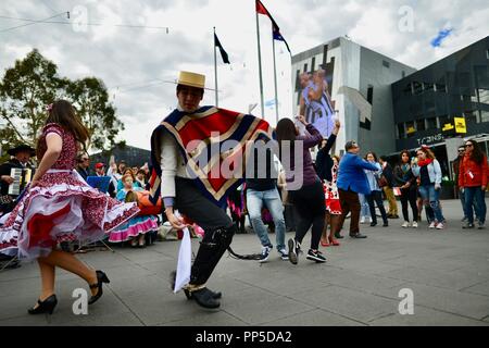 Fiestas Patrias, der Native Land Urlaub, den chilenischen Nationalen Tag Feier am Federation Square in Melbourne, VIC, Australien, 18. September 2018 Stockfoto