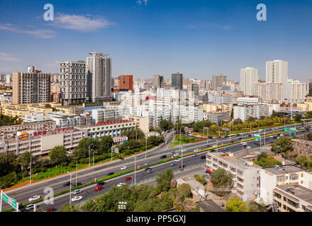 Urumqi Stadtraum aus Hong Shan hill Xinjiang China gesehen Stockfoto