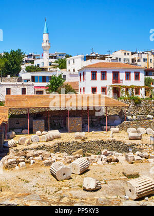 Die Ruinen der Mausoleum von Halikarnassos, eines der sieben Wunder der Welt. Bodrum, Provinz Mugla, Türkei. Stockfoto