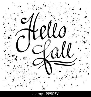 Hallo fallen Kalligraphie. Saisonale Schriftzug Stockfoto