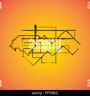 Mechanische Systeme, Technische Zeichnung mit geometrischen Teile Mechanismus. Futuristische industrial Projekt kann im Web Design und als Hintergrundbild verwendet werden. Stockfoto