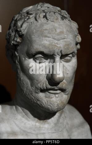 Demosthenes (384-322 v. Chr.). Politische und Athenische Redner. Büste. Römische Kopie eines griechischen Originals des 3. Jahrhunderts vor Christus. Neues Museum (Museum). Berlin. Deutschland. Stockfoto