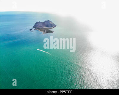 Luftaufnahme von Alcatraz Island im Kino Bay, Sonora, Mexiko. Golf von Kalifornien.... Vista aerea de la Isla Alcatraz en Bahía de Kino, Sonora, Mexiko. G Stockfoto