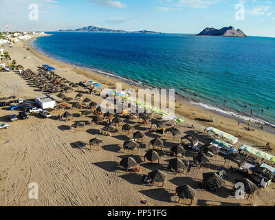 Die Insel Alcatraz. Luftaufnahme von Kino Bay in Sonora, Mexiko. Strand. Reiseziel. Golf von Kalifornien… Vista aerea de Bahía de Kino de Sonora, Stockfoto