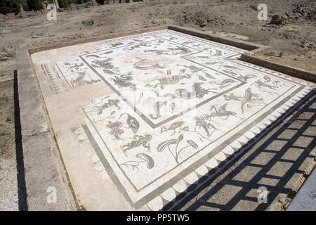 Spanien. Italica. Römische Stadt gegründet ca. 206 v. Chr.. Haus des Neptun. Mosaik. Andalusien. Stockfoto