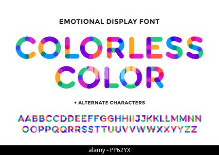 Bunte Schrift. Bunte helle Alphabet und Schriftart Stock Vektor