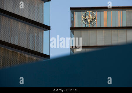 Ein logo Zeichen außerhalb des Hauptquartiers der Erste Group Bank und ERSTE Stiftung (ERSTE Stiftung) in Wien, Österreich, am 5. September 2018. Stockfoto