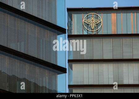 Ein logo Zeichen außerhalb des Hauptquartiers der Erste Group Bank und ERSTE Stiftung (ERSTE Stiftung) in Wien, Österreich, am 5. September 2018. Stockfoto