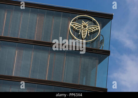 Ein logo Zeichen außerhalb des Hauptquartiers der Erste Group Bank und ERSTE Stiftung (ERSTE Stiftung) in Wien, Österreich, am 6. September 2018. Stockfoto