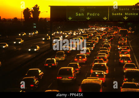 1992 historische befahrenen Straße Verkehr Route 101 HARBOR FREEWAY LOS ANGELES Kalifornien USA Stockfoto