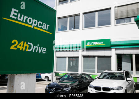 Ein logo Zeichen außerhalb einer Gruppe Mobilität Europcar Autovermietung Lage in München, Deutschland, am 9. September 2018. Stockfoto