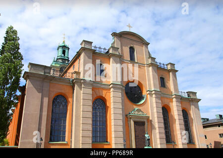 Die Kathedrale von Stockholm, die auch als St. Nikolaus Kirche oder Storkyrkan bekannt. Architektur in Schweden. Stockfoto