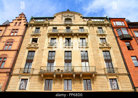 Stockholm, Schweden. Strandvagen Straße Palace im Stadtteil Ostermalm. Stockfoto