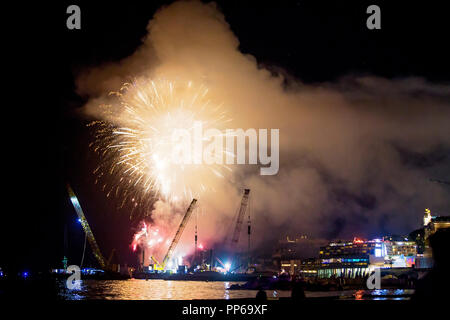 Abstrakte farbige Feuerwerk Hintergrund bei Nacht Stockfoto
