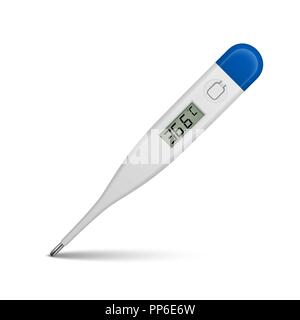 Vektor realistische 3D-Celsius elektronische medizinische Thermometer zur Messung von Symbol closeup auf weißem Hintergrund. Clip Art, Design Template für Grafiken. Ansicht von vorn Stock Vektor