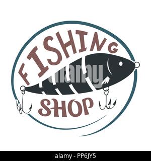 Angelgeschäft. Wobbler-Köder für Fische. Einfaches Symbol. Vektorabbildung. Stock Vektor