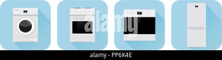 Haushaltsgeräte Symbole. Blaue Symbole Stock Vektor