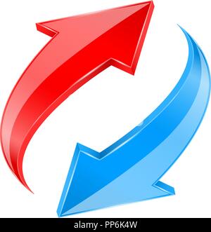 Rote und blaue Pfeile gesetzt. Recycling Zeichen Stock Vektor