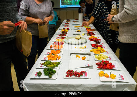 Das Besucherzentrum der Dendrologische Garten die Chili Verkostung organisieren, von Peter Gajdostin in Prag, Tschechische Republik am 23. September, 20-led Stockfoto