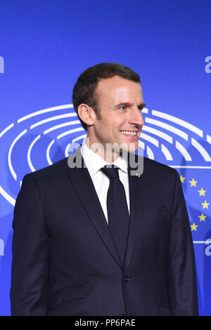 Straßburg (nord-östlichen Frankreich), am 2018/04/17: Emmanuel längestrich vor dem Europäischen Parlament Stockfoto