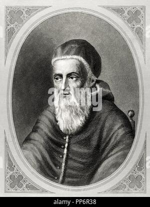 Julius II. (1443 - 1513), der den Spitznamen "Der furchterregende Papst' und 'Papst' der Krieger, geboren Giuliano Della Rovere. Papst von 1503 bis 1513. Gravur. Stockfoto