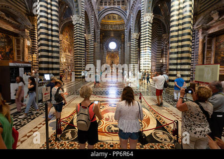 Touristen in das Innere der Kathedrale von Siena (Duomo Siena), Siena, Toskana Italien Europa Stockfoto