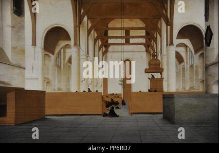 Pieter Jansz Saenredam (1597-1665). Niederländische Maler. Innenraum der Sint-Odulphuskerk in Assendelft, 1649. Rijksmuseum. Amsterdam. Holland. Stockfoto