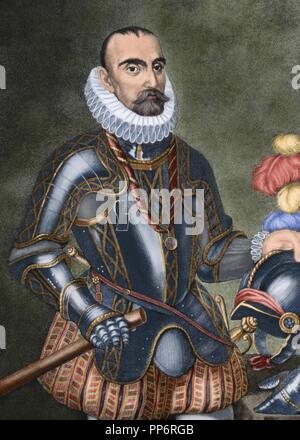 Gonzalo Fernández de Córdoba (1453-1515). Spanischer Militär bekannt als El Gran Capitan. Gravur. Farbige. Stockfoto