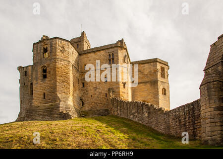 Mittelalterliche Warkworth Castle Northumberland North East England Großbritannien Stockfoto