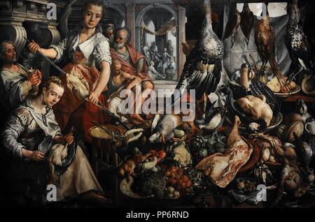 Joachim Beuckelaer (c. 1533-1575). Flämischer Maler. Die gut ausgestattete Küche, 1566. Rijksmuseum. Amsterdam. Holland. Stockfoto